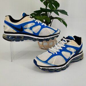 Nike Men’s Air Max Plus White and Blue Mesh Running Shoes Size 7